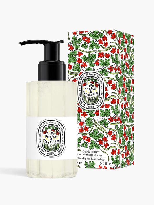 Lemongrass & Geranium Scented cleansing hand and body gel 195ML